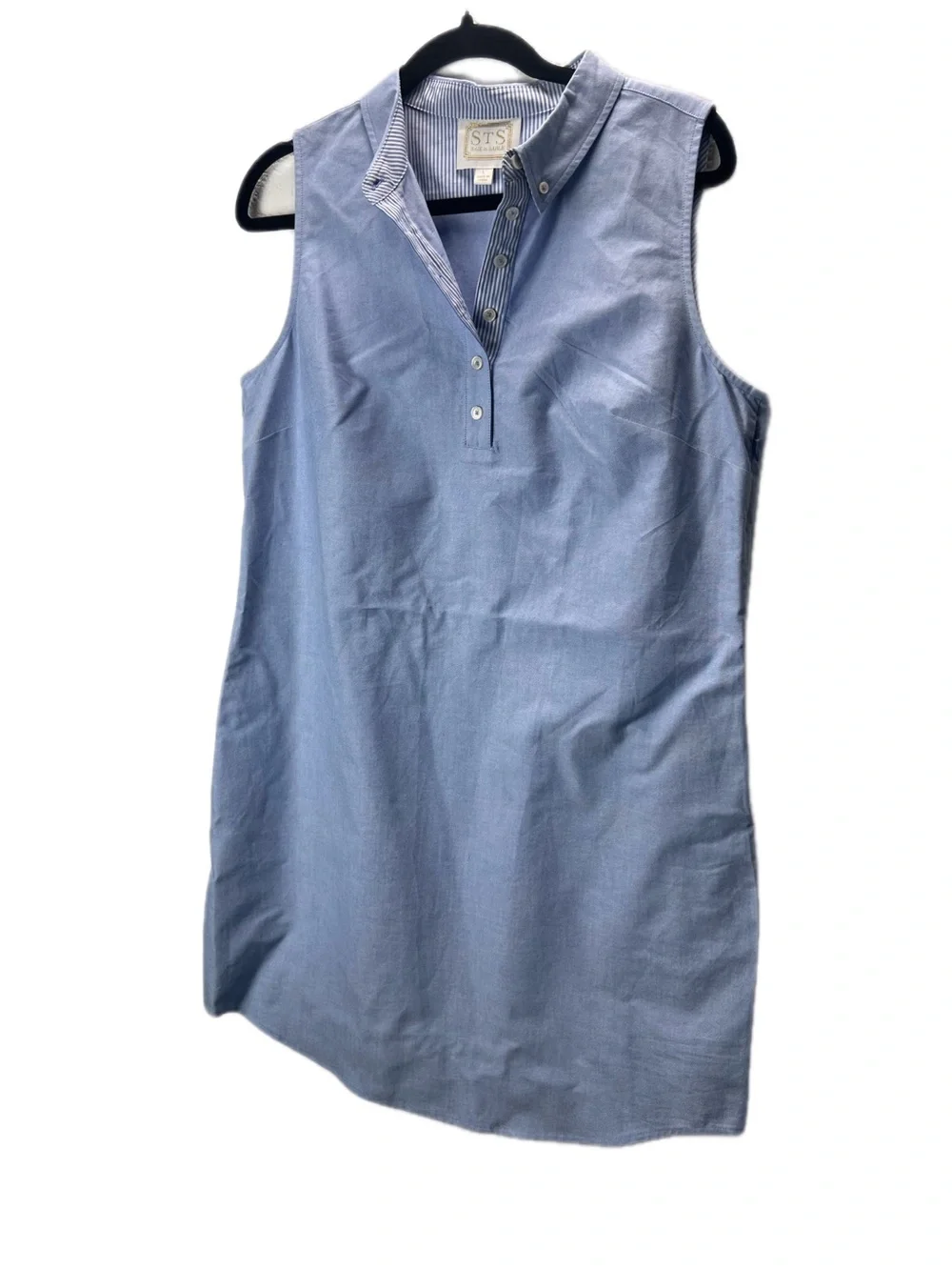 STS Sail to Sable Light Blue Sleeveless Oxford Shift Dress Size Large - Picture 3 of 12